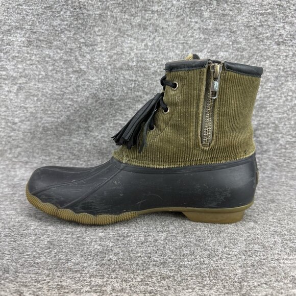 ✅Sperry Boots Womens 8 Saltwater Tassel Corduroy Duck Boot Olive Black NO INSOLE - Picture 10 of 10